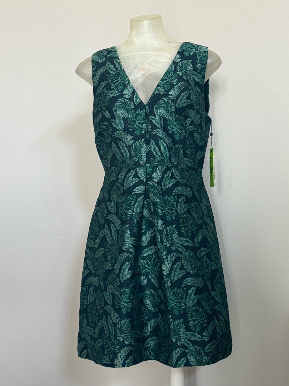 Sam Edelman Women’s 14 Navy & Green Floral Palm Jacquard Sleeveless Dress $148